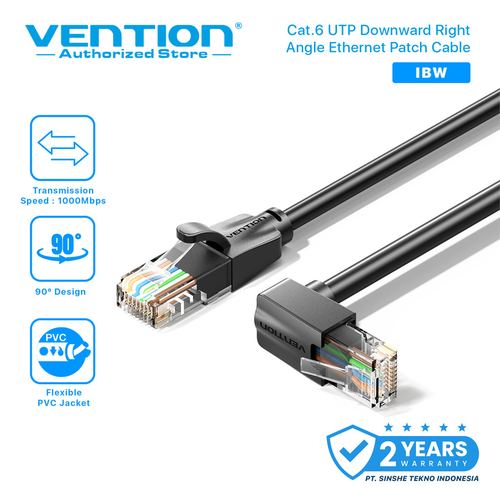 Jual Vention Kabel LAN Cat6 UTP RJ45 90 Degree Gigabit Ethernet Patch ...