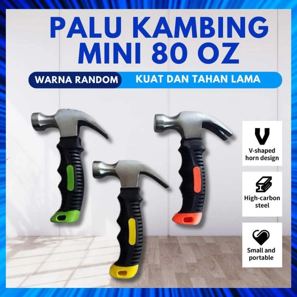 Palu Kambing Mini 8 oz/ Alat Perkakas Palu Mini/ PALU KAMBING MINI GAGANG FIBER/KARET MULTIFUNGSI | AutoStock