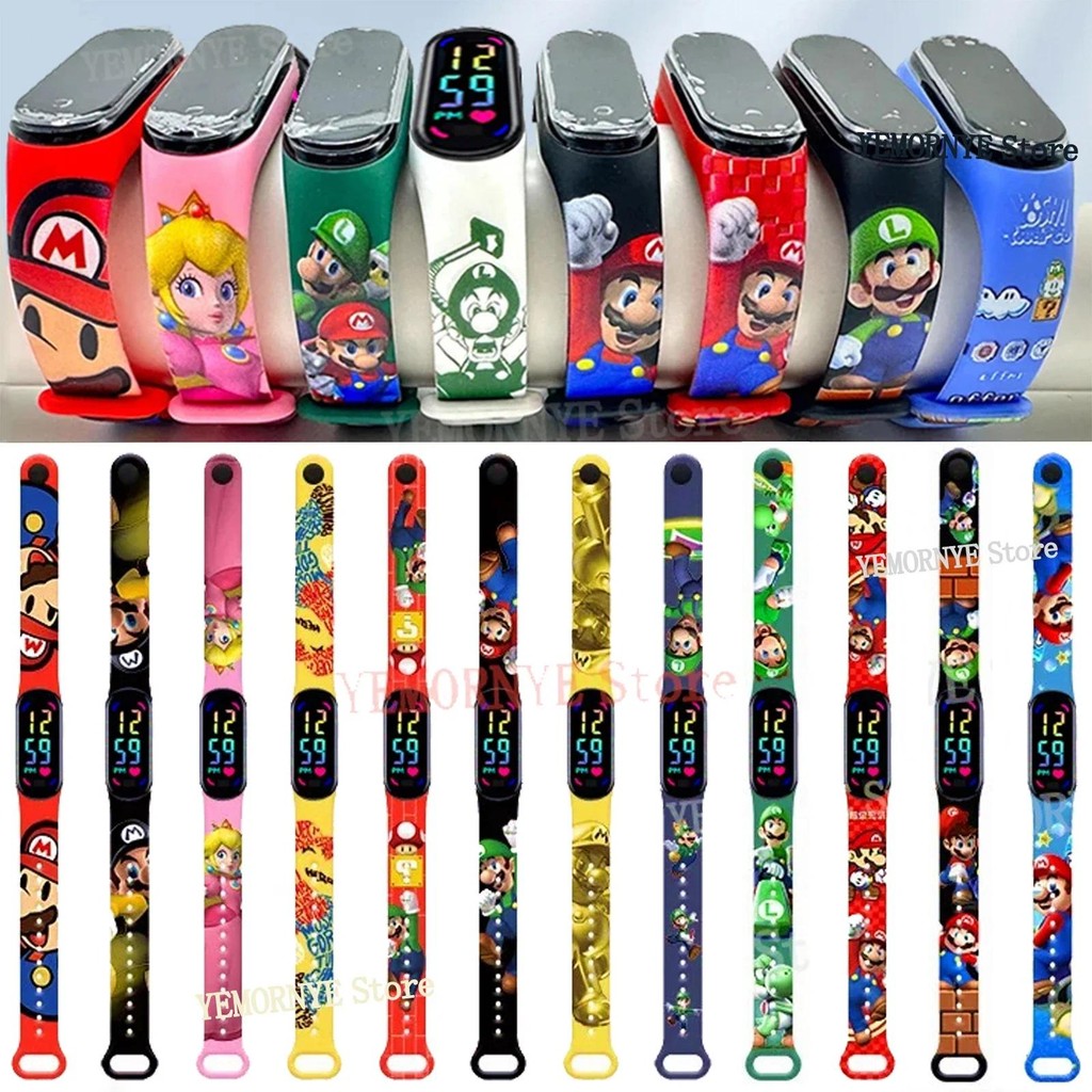Jual Children's Watches Mario Bros Luigi Action Figures Princess Peach ...