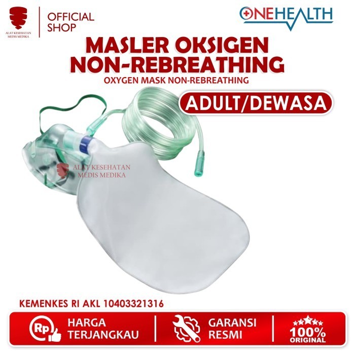 Jual Masker Oksigen Non Rebreathing Dewasa OneHealth Oxygen Mask Adult ...