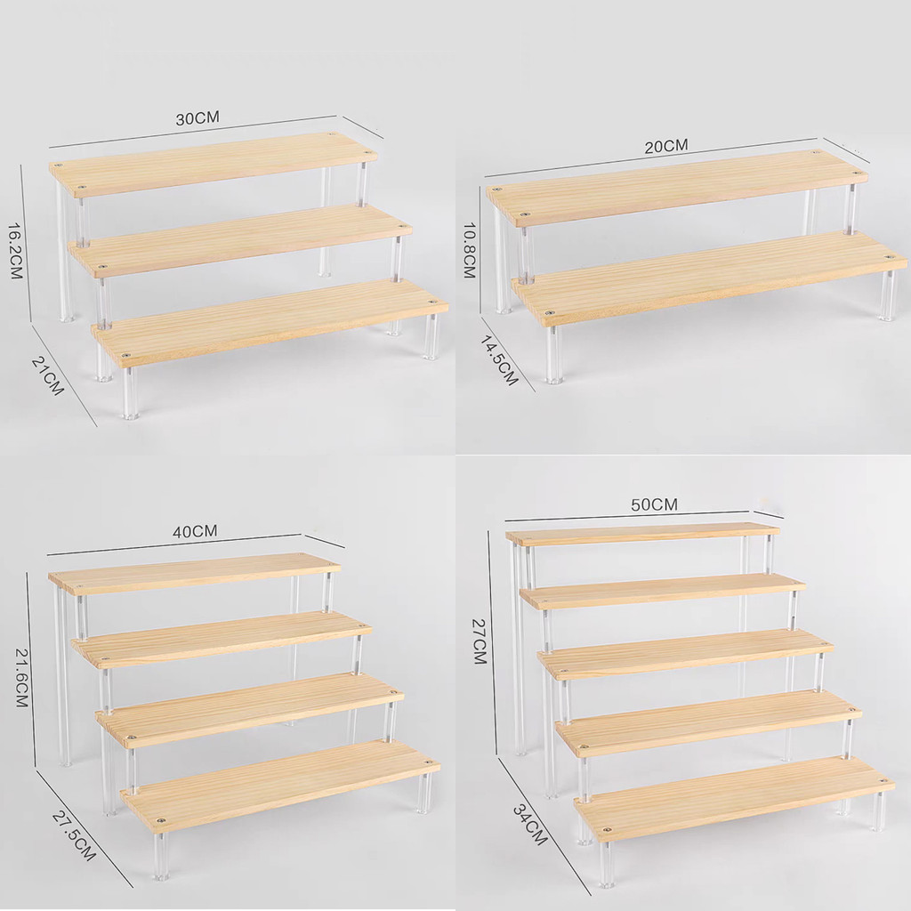 Jual Wooden Display Riser Stand,Counter Shelf Spice Rack Organizer for ...