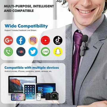 Mic Clip On Wireless K8 Mic Youtuber Vlog Live Streaming Microphone Usb Type C Mini Mikrofon Hp