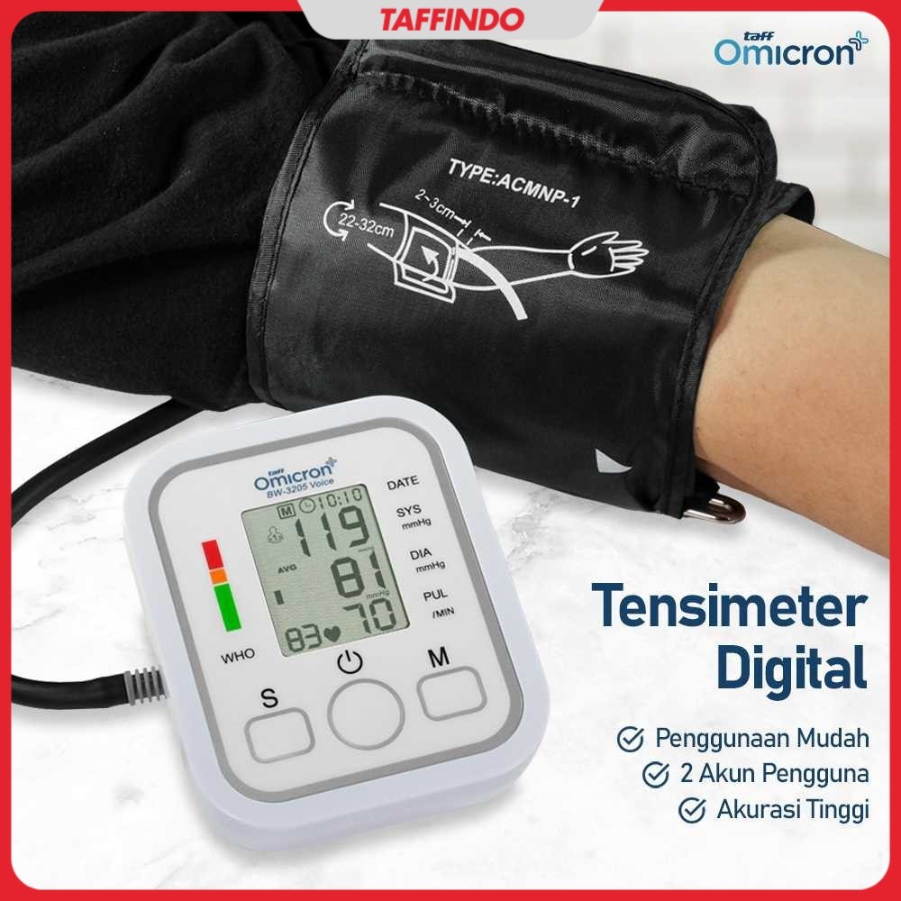 TaffOmicron Tensimeter Digital Pengukur Tekanan Darah Bahasa Indonesia - BW-3205