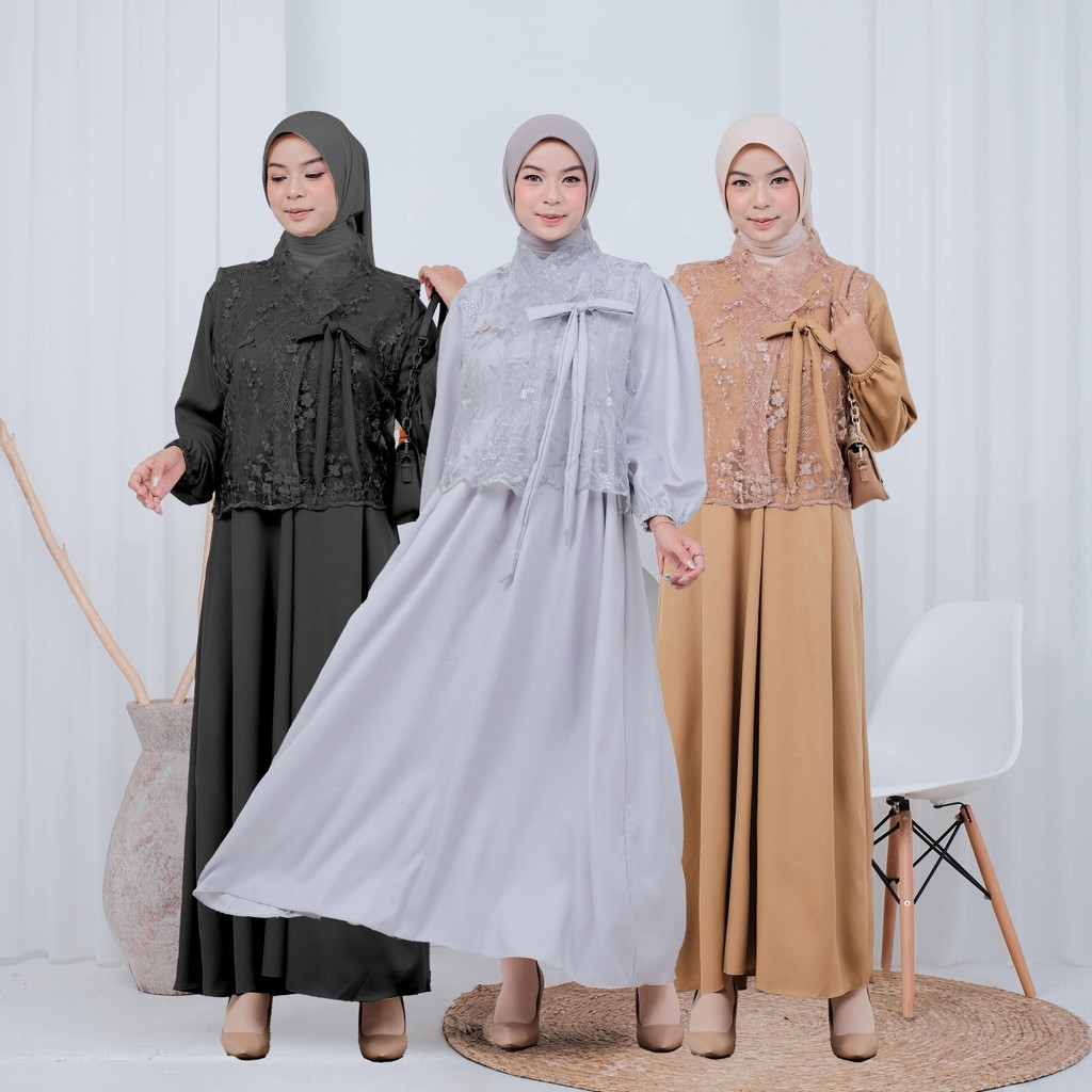 Jual Maria Collection Hanin Dress Gamis Elegan Syari - Bahan Shakila ...