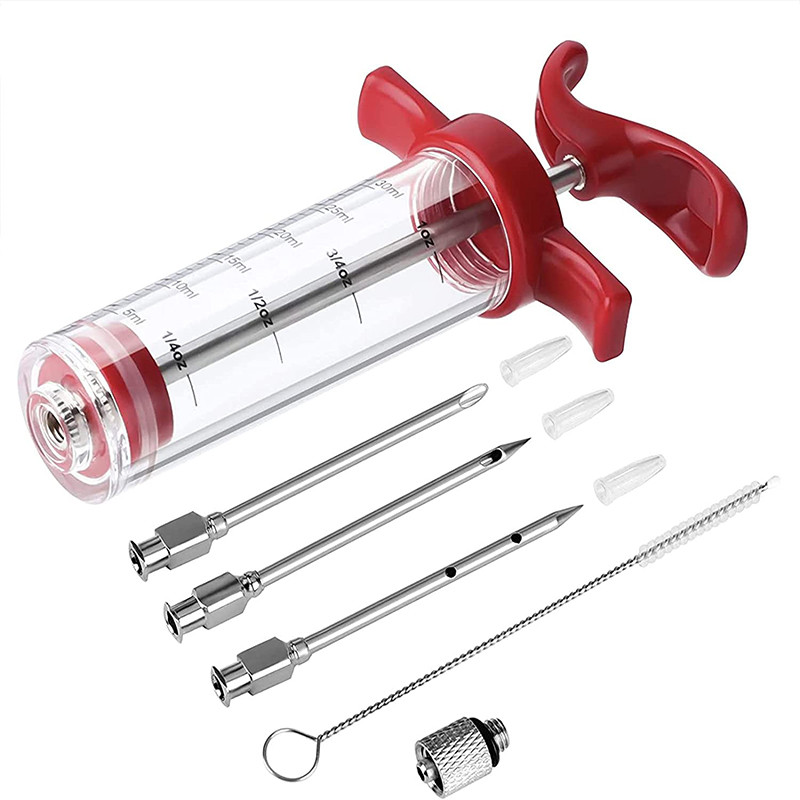 Jual Meat Injector Syringe With 3 Marinade Injector Needles for BBQ ...