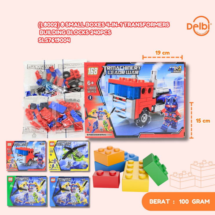 Jual (L8002) 8 SMALL BOXES 4-IN-1 TRANSFORMERS BUILDING BLOCKS LEGO ...