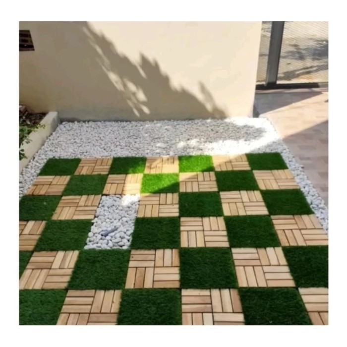 Jual Decking Tile Lantai Rumput Sintetis Ukuran 30x30cm Tipe Swiss 3cm ...