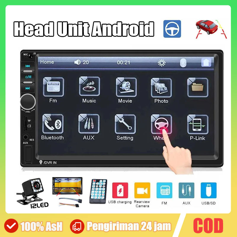 7020 7018B 7012 Head Unit Double Din 7 Inch Bluetooth Audio Car MP3 MP5 Player In Touch Screen Radio Dan Kamera Mundur Mobil LED
