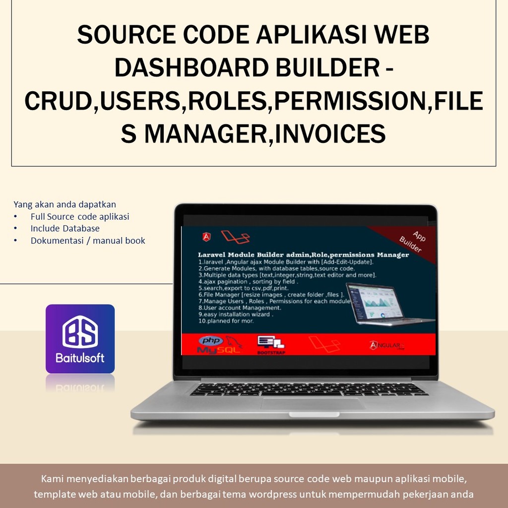 Jual SOURCE CODE APLIKASI WEB DASHBOARD BUILDER - CRUD,USERS,ROLES ...