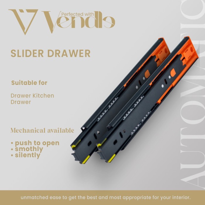 Jual Rel Laci Push To Open - Rail Drawer Slider Kabinet Sliding - Rel ...