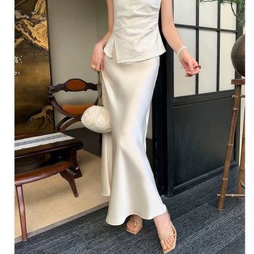 Bellybal Rok Resleting Elegan Tampil Stylish Saat Lebaran Rok Satin Silk Premium Korean Satin