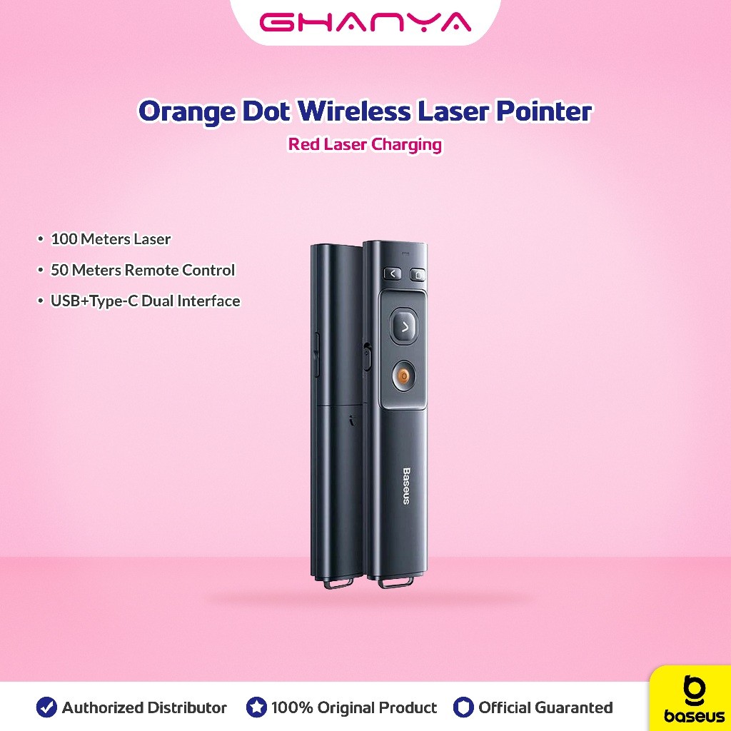 Jual BASEUS ORIGINAL Orange Dot Wireless Laser Pointer Presenter Type C ...