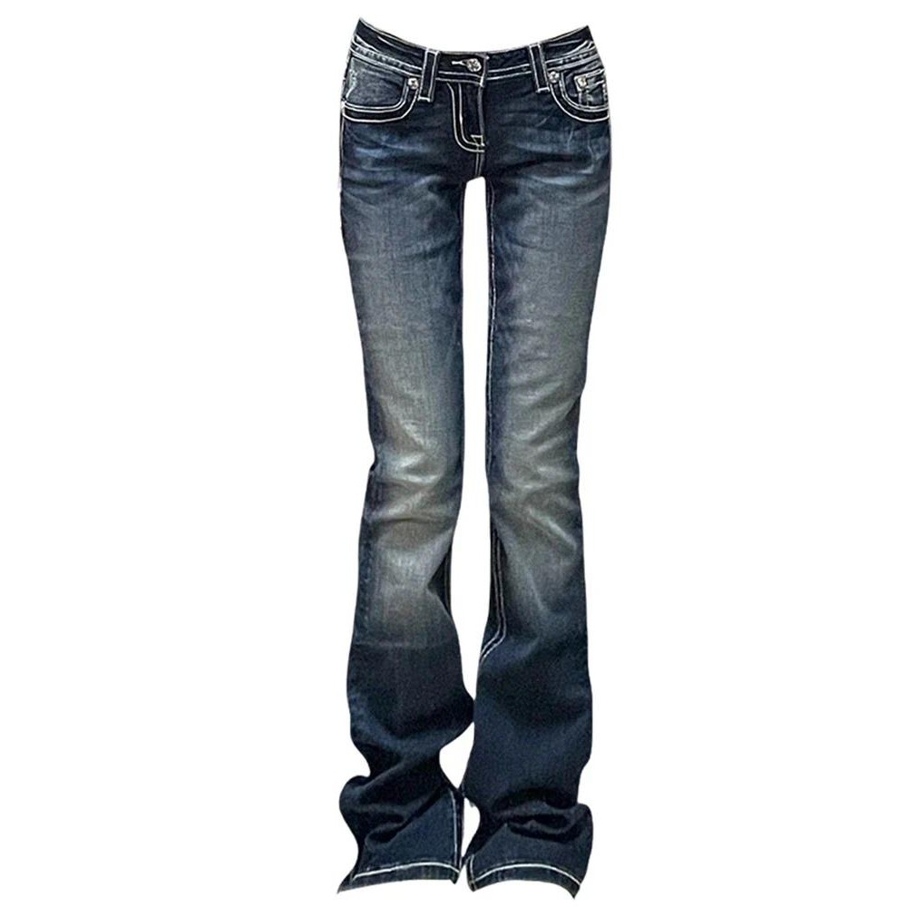 GETADME Woman American Style Jeans Denim Pants Dark Academia Gyaru Trousers Ins Sweatpants Sexy Streetwear Patchwork Wash Baggy