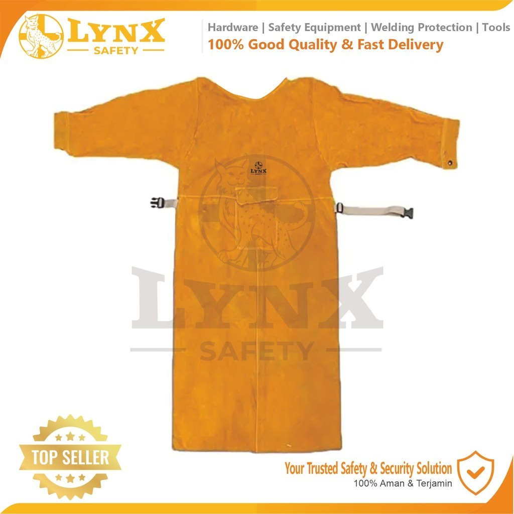 Jual Apron Las Badan & Lengan Kuning Kulit Set Welding Pelindung Lynx ...
