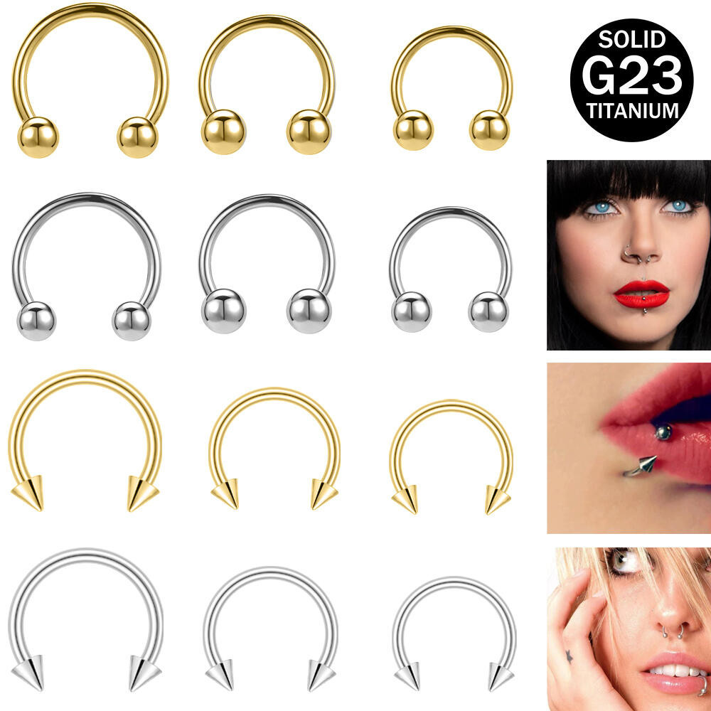 ESHIONER G23 titanium septum nostril piercing ring neus helix conch tragus piercing oor neus nep dames heren daith zilver goud 18G 16G 6MM 8MM 10MM CZ Nostril piercing hypoallergeen, (16g)1.2*10mm