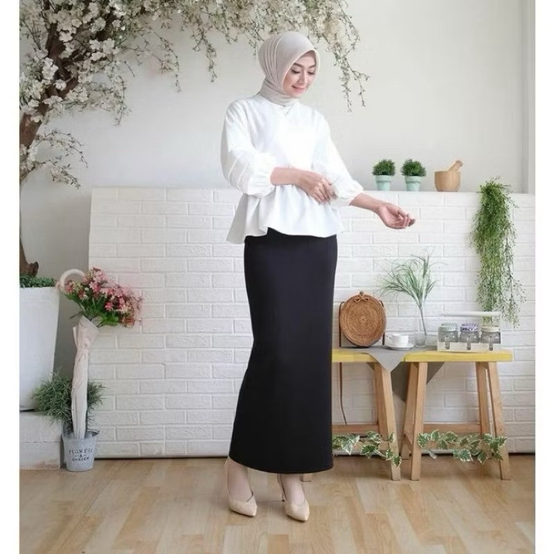Jual Rok Span Panjang Scuba Premium Rok Kantor Kerja formal basic ...