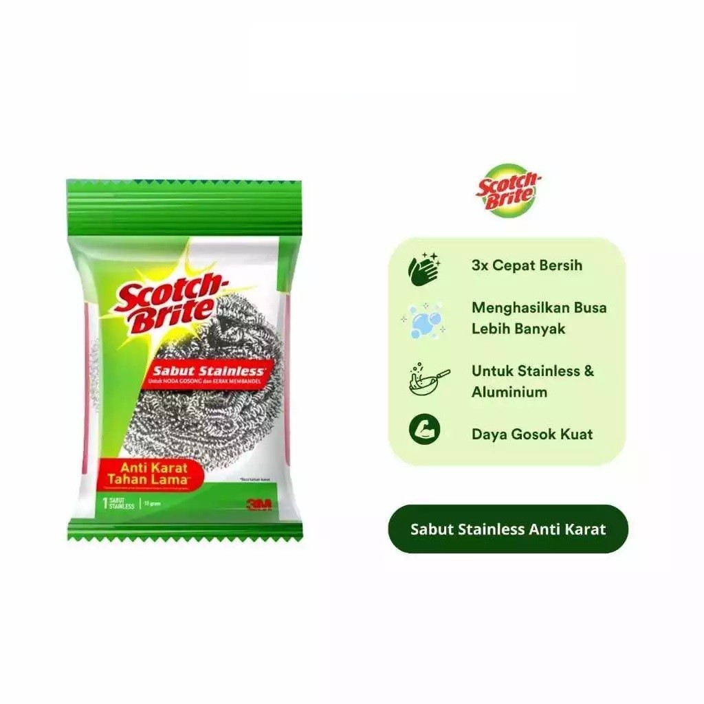 Jual SCOTCH BRITE Sabut Stainless 15g Basic ID-T57N / Kawat Pembersih ...