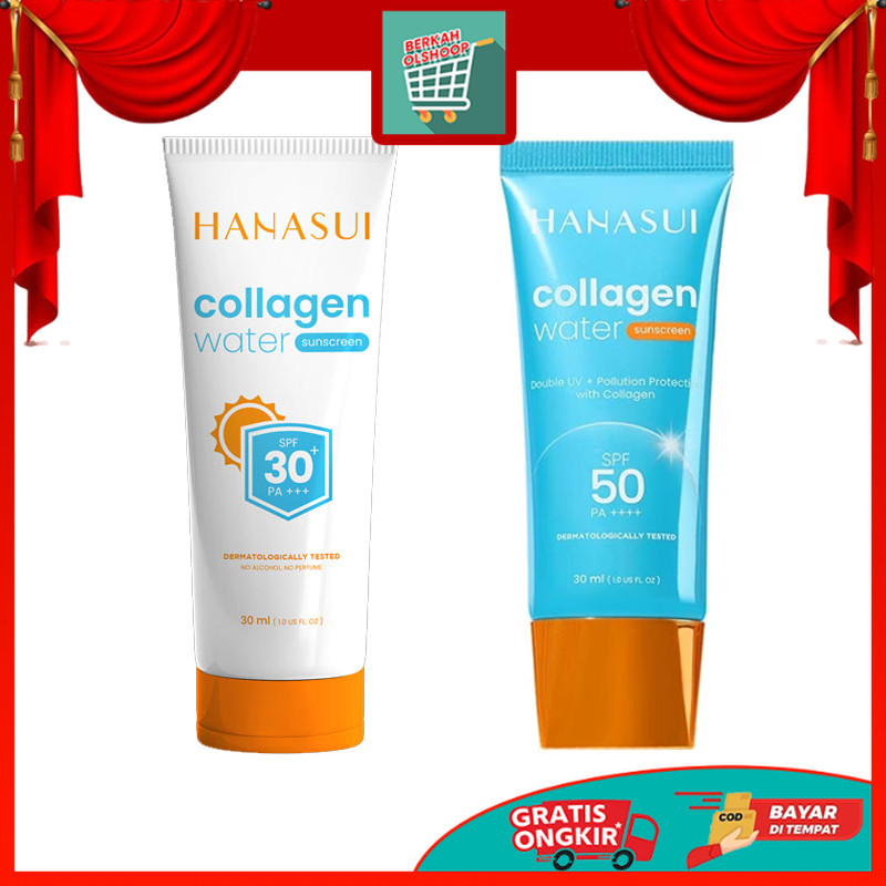 Jual HANASUI COLLAGEN WATER SUNSCREEN SPF 50 PA++ / SPF 30 UKURAN 30ML ...