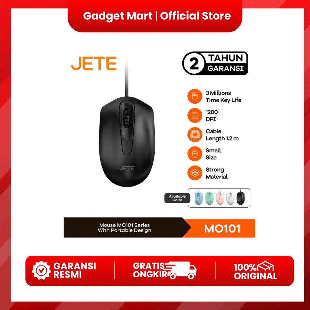 Jual MSE USB JETE MO101 1200DPI BLACK | Shopee Indonesia