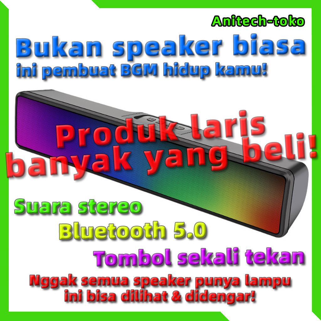 Jual Anitech Toko Speaker Bluetooth Soundbar RGB 5 Colors LED Light