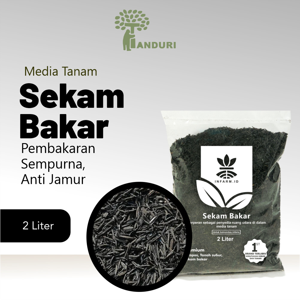 TANDURI - Media Tanam Organik / Hidroponik Arang Sekam Gratis Label Tanaman 2 liter, Media Tanam Hidroponik Media Tanam Semai Benih Menyuburkan Tanaman Akar Kuat Media Tanam Campuran Tanah Melembabkan Tanah Cocok untuk Semua Jenis Tanaman Sayuran Buah