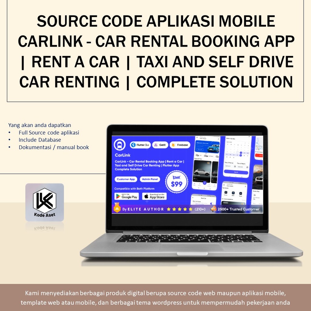 Jual SOURCE CODE APLIKASI MOBILE CARLINK - CAR RENTAL BOOKING APP ...