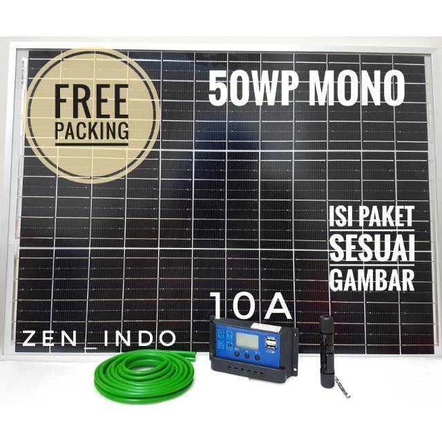 Jual Paket Hemat Solar Panel 50WP 50 W 50 Watt Mono, Solar Controller ...