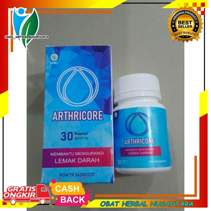 Arthricore Obat Herbal Ampuh  Isi 30 Kapsul Asli Original Mengatasi Hipertensi Kolesterol Darah Tinggi 1 botol isi 30 capsul