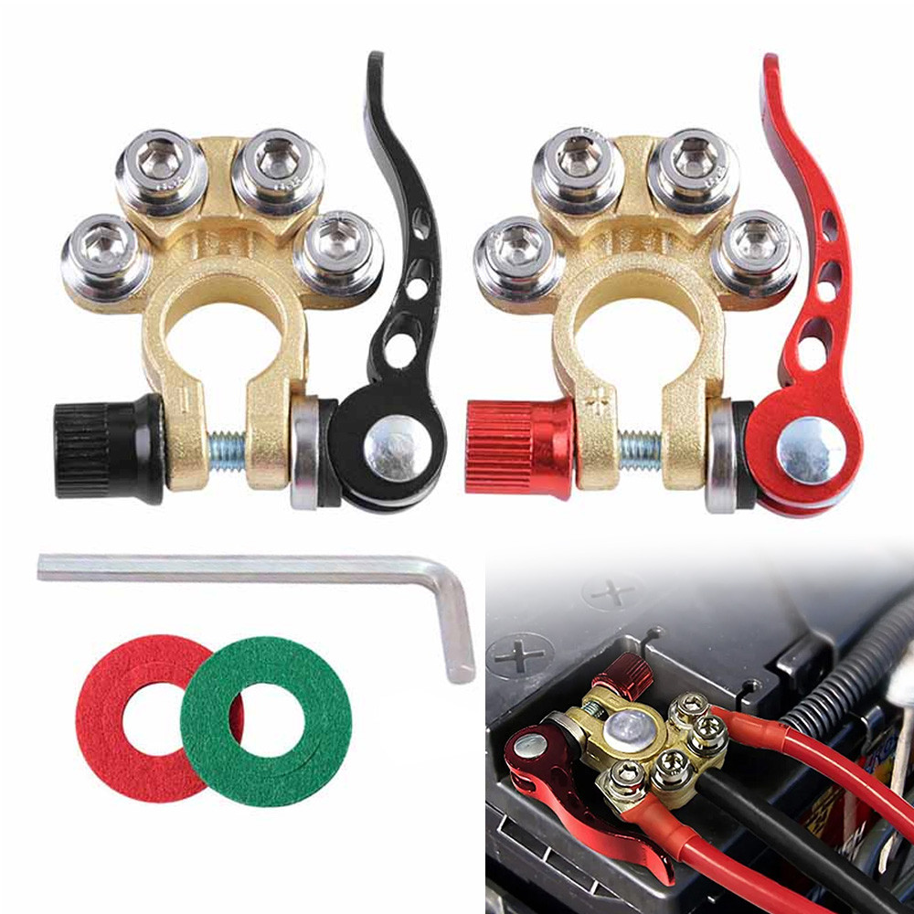 X AUTOHAUX 1 Pair Car Battery Terminal Connectors - Aluminum Alloy Positive & Negative Clamps - View #5