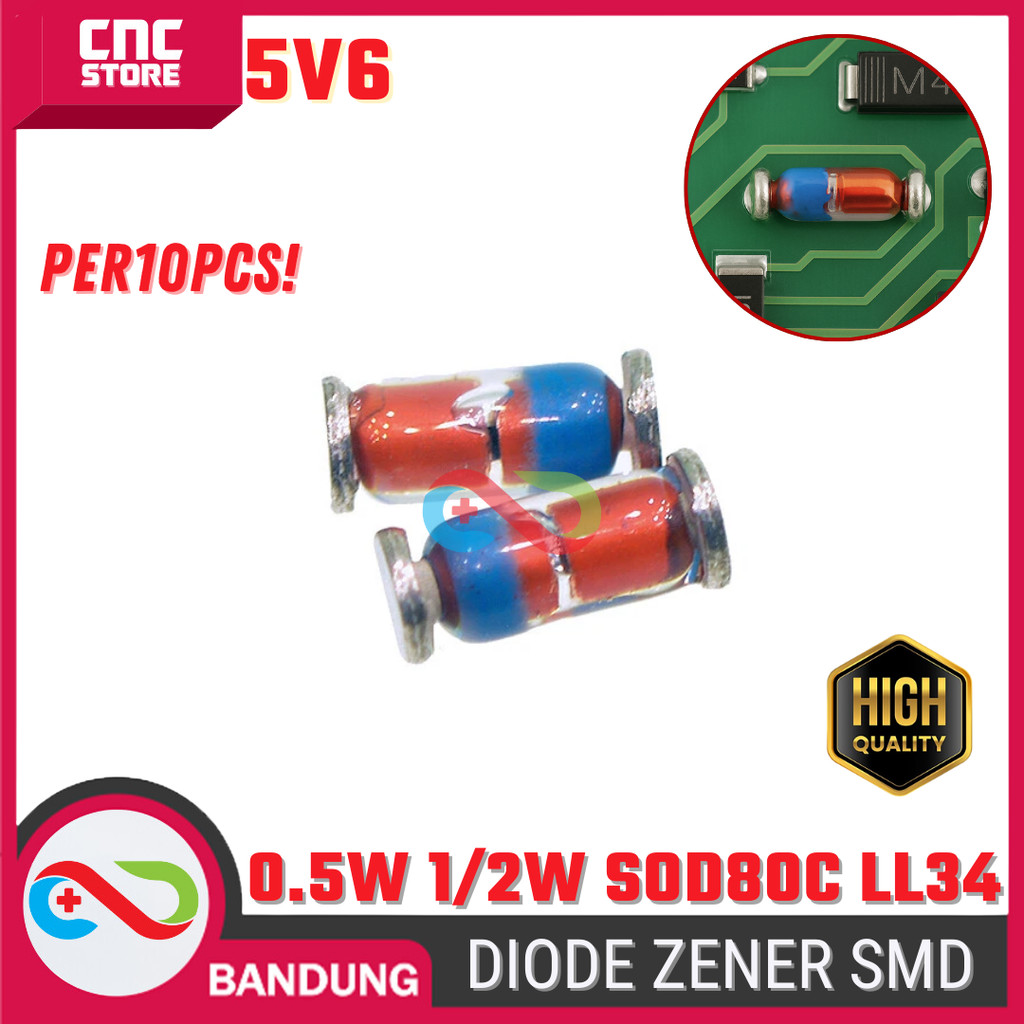 Jual 10pcs Zener Diode 0.5W 1/2W SOD80C LL34 SMD 5V6 | Shopee Indonesia