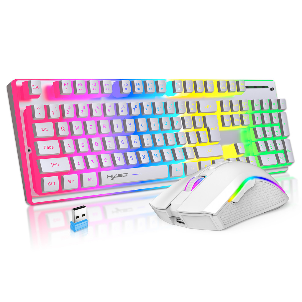Jual Rechargeable Wireless Pudding Keyboard Mouse Combos Kit 2.4G USB ...