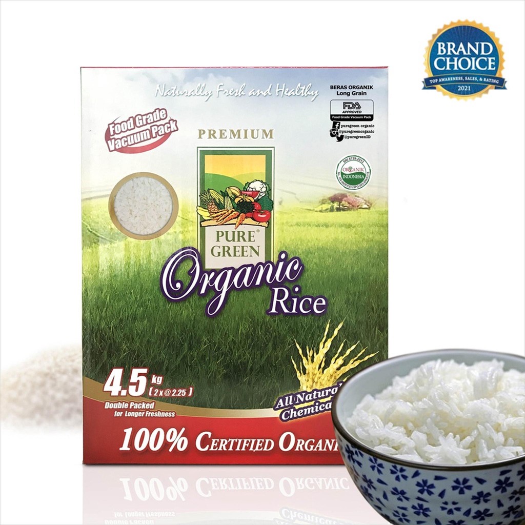 Jual Puregreen Organic Rice Beras Organik White Long Grain 4,5 kg ...
