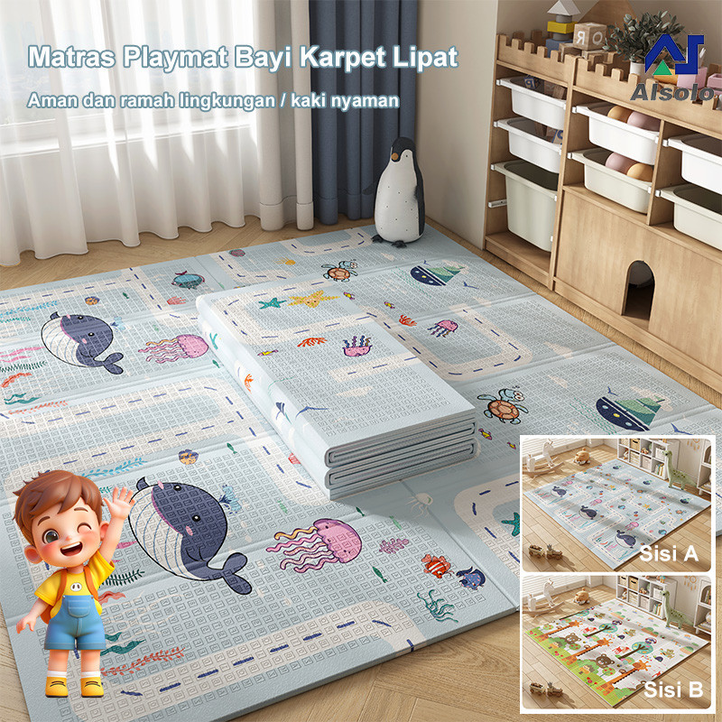 Playmat Bayi Foam XPE 10mm 180x200cm Matras Bayi/Matras Panjat Lipat Bayi Busa XPE/Karpet Pendidikan Usia Dini Tebal Playmate Baby/Alas Bermain Bayi