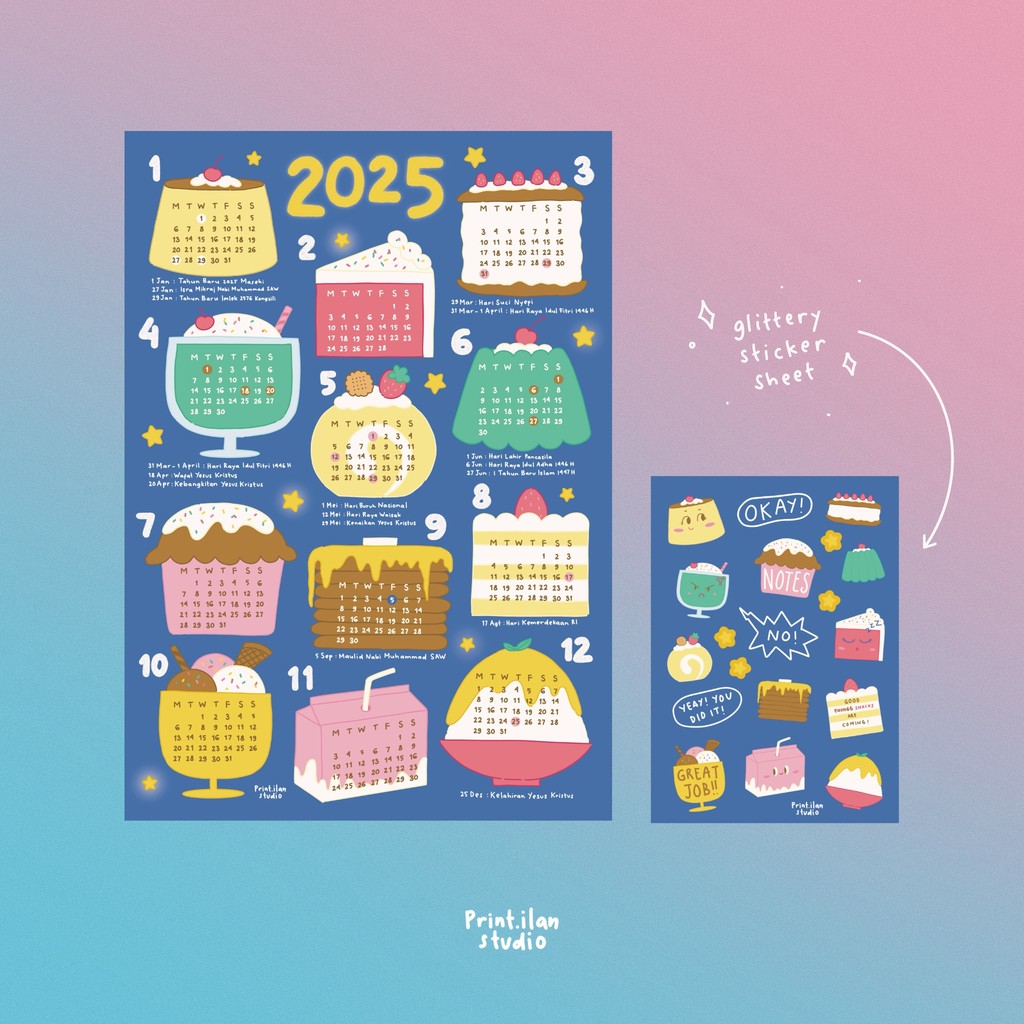 Jual Kalender 2025 / calendar / kalender dinding aesthetic / poster ...