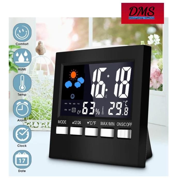 Jual Jam LCD digital clock dengan fungsi alarm,suhu,cuaca,termometer ...