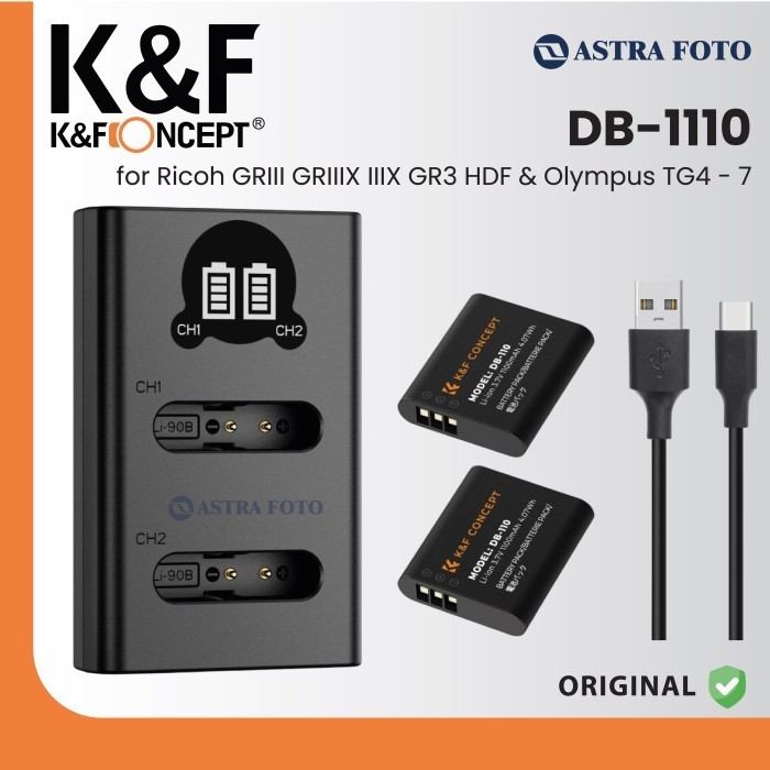 DuraPro 2Pcs LI-90B LI-92 DB-110 Battery LCD USB Charger For Ricoh GR