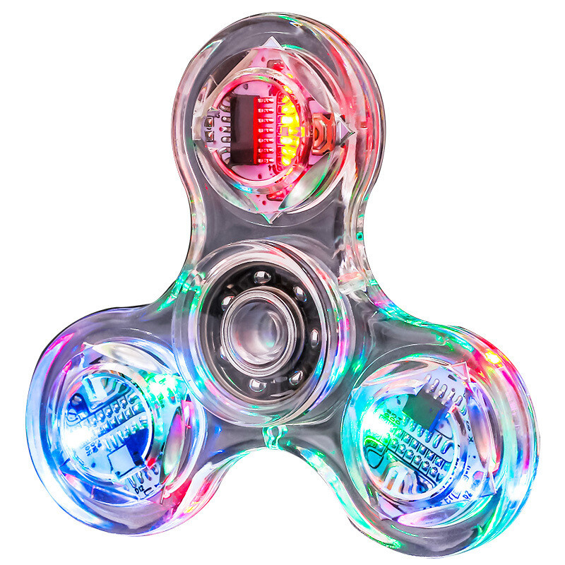 Jual Crystal Luminous LED light Fidget Spinner Hand Top Spinners Glow ...