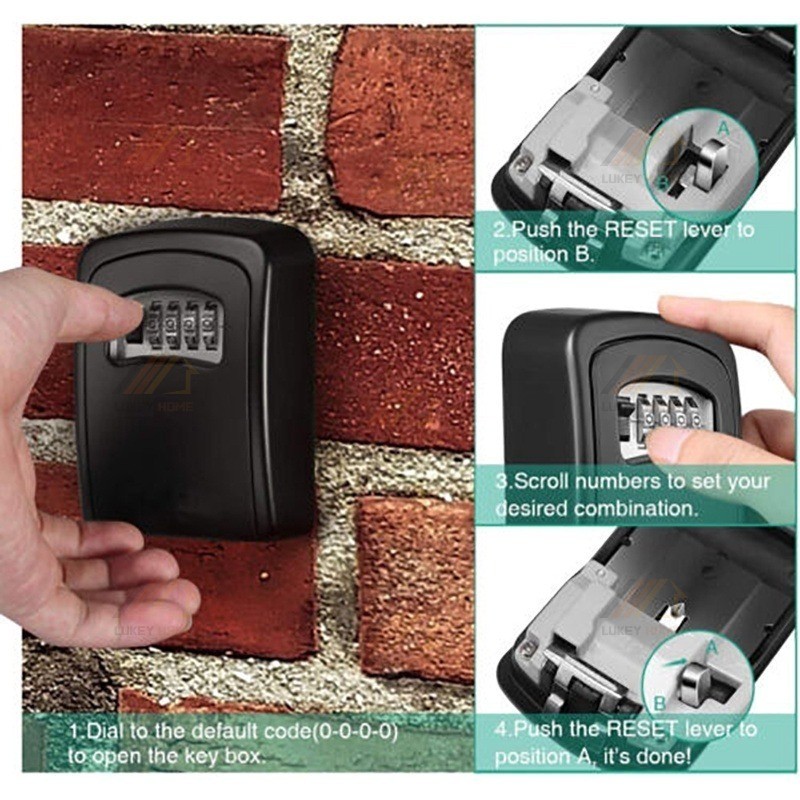 Jual Key Safe Box Outdoor 4 Digit Wall Mount Lock Kotak Kunci Dinding ...