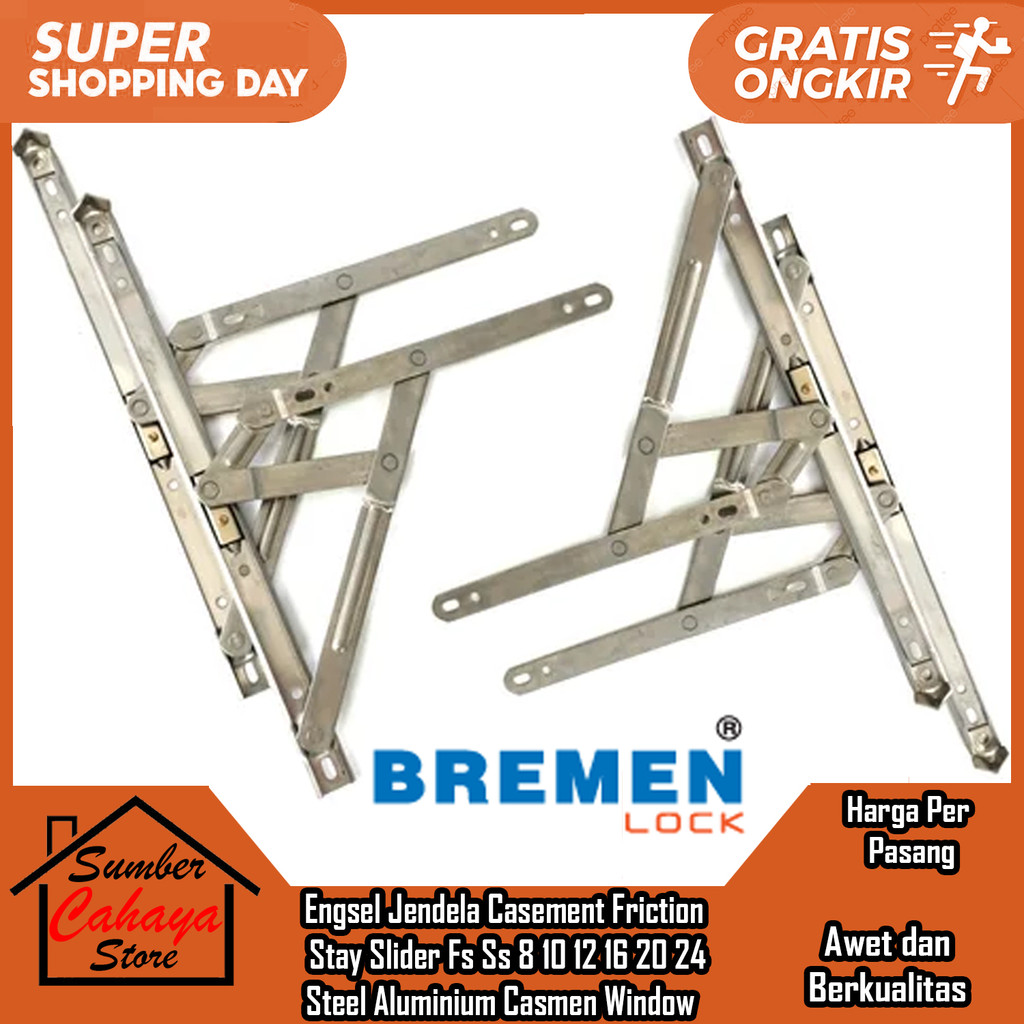 Jual Engsel Jendela Casement Friction Stay Slider Fs Ss 8 10 12 16 20 ...
