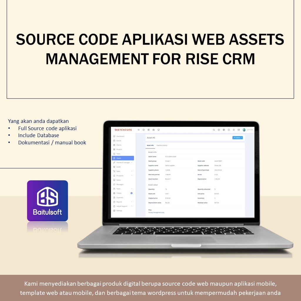 Jual SOURCE CODE APLIKASI WEB ASSETS MANAGEMENT FOR RISE CRM | Shopee ...