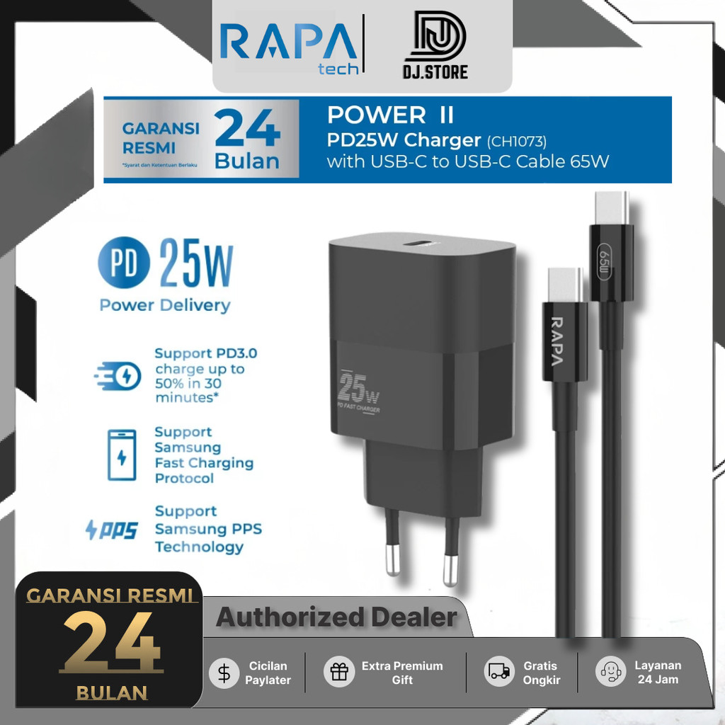 Jual RAPAtech Power II Charger Mfi iP 15/Samsung 25W Fast Charging with ...