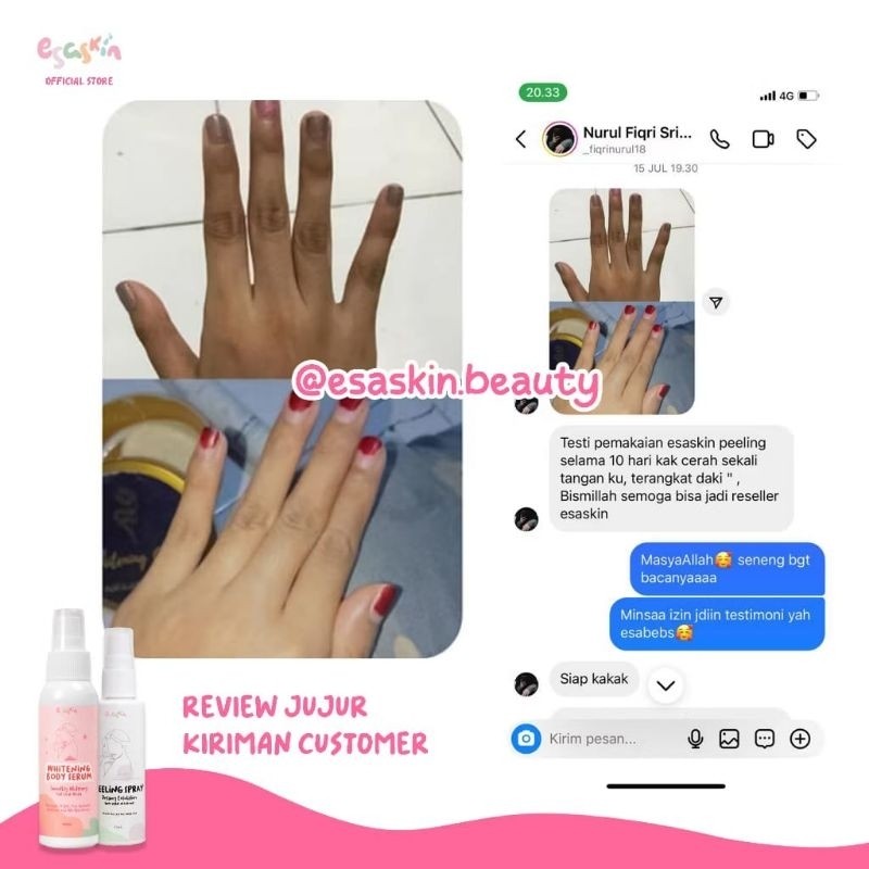 Jual ESASKIN Peeling Spray Dan Body Serum 1 Paket Original Esa Skin ...