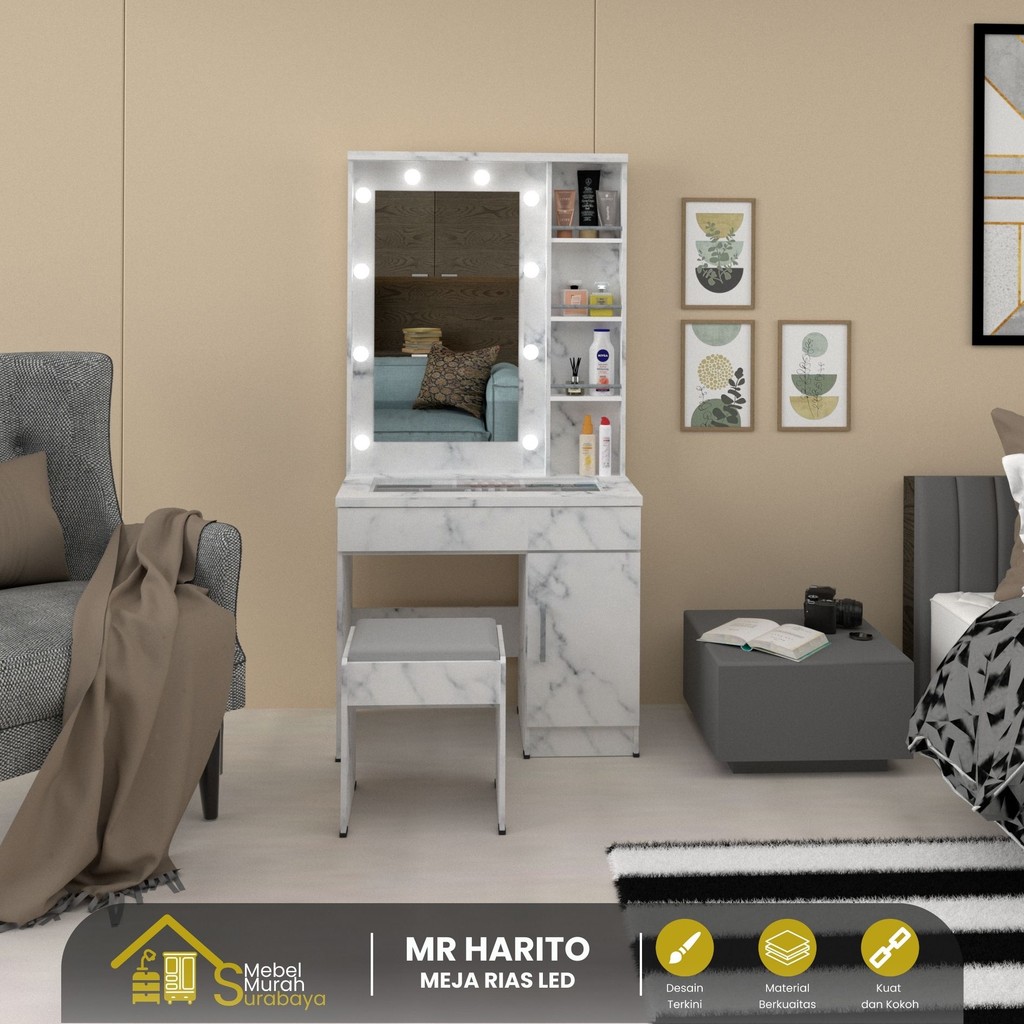 Jual Meja Rias Lampu Series Harito Meja Rias Marble Termurah Surabaya ...