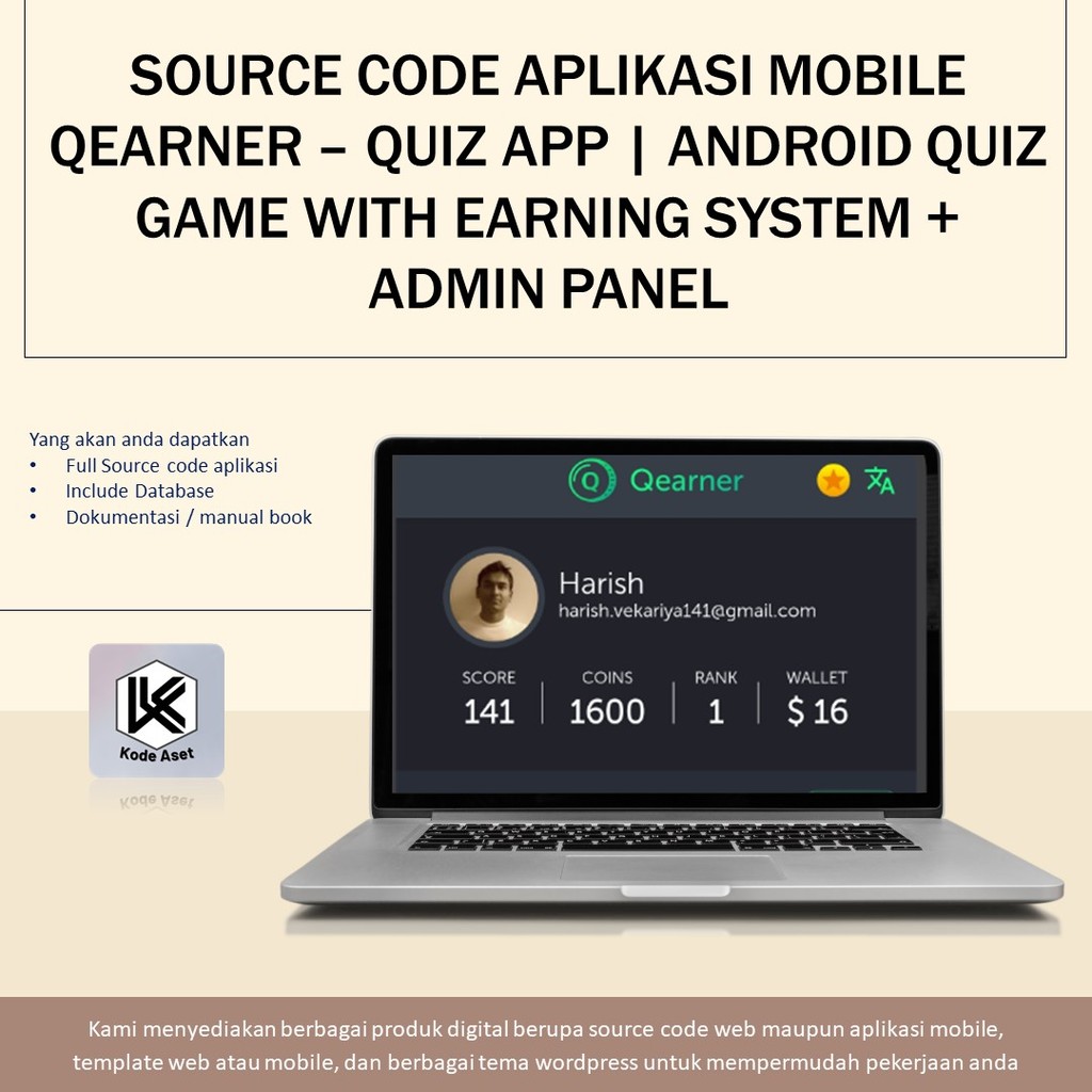 Jual SOURCE CODE APLIKASI MOBILE QEARNER – QUIZ APP | ANDROID QUIZ GAME ...