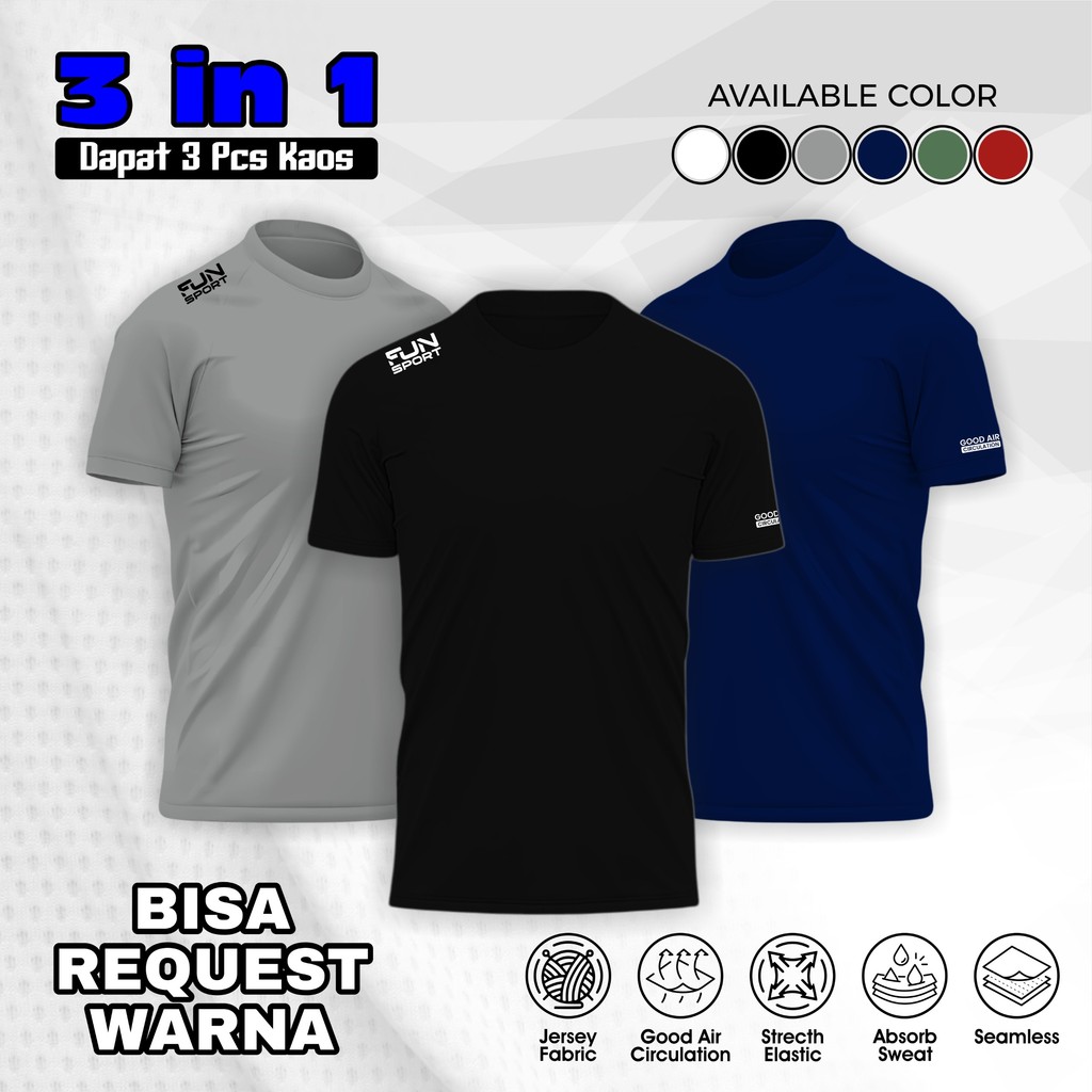 Jual Jersey Paket pcs Baju Kaos Olahraga Lari t shirt Pria Fun
