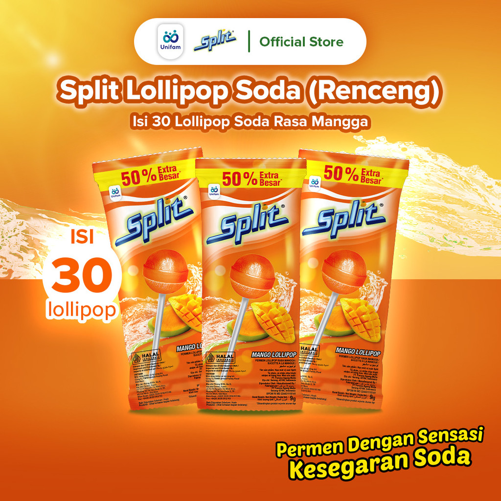 Jual Split Permen Lolipop Soda Mangga Hanger - Soda Candy 1 Bag (Isi ...