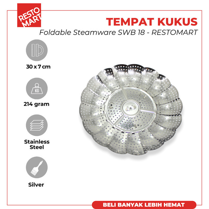 Jual Foldable Steamware / Tempat Pengukus 18.5 cm RESTOMART Stainless ...