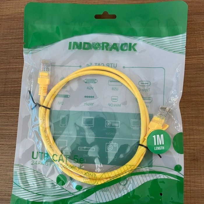 Jual INDORACK KABEL LAN UTP CAT 5E 1METER ( KUNING ) | Shopee Indonesia