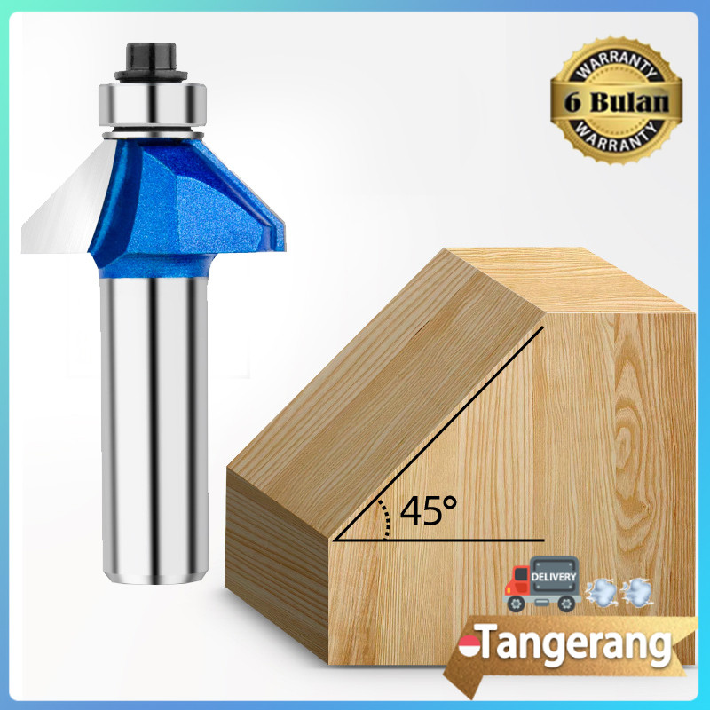 Jual 1/4 inch Mata Profil Router bits 45° Chamfer 6mm Mata Router ...