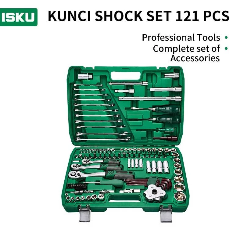 Isku tools set 121pcs-72gigi kunci shock lengkap termasuk ratchet